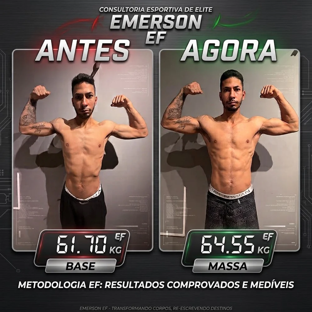Antes e depois: de 61,70 kg para 64,55 kg em 40 dias